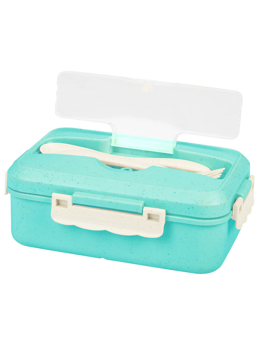 Ланч-бокс Joylux контейнер для еды с 3 отделениями и приборами 1,4 л 8х21х14 см - фото 14