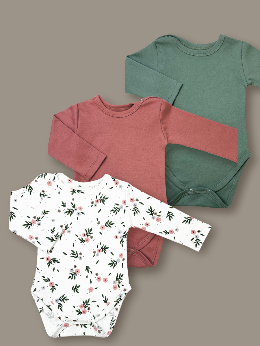 Боди 3 шт ШВЕЙНЫЕ ИСТОРИИ бодицветы - фото 1