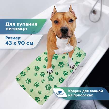 Коврик для ванны VILINA c присосками для животных 43х90 см. фисташковый