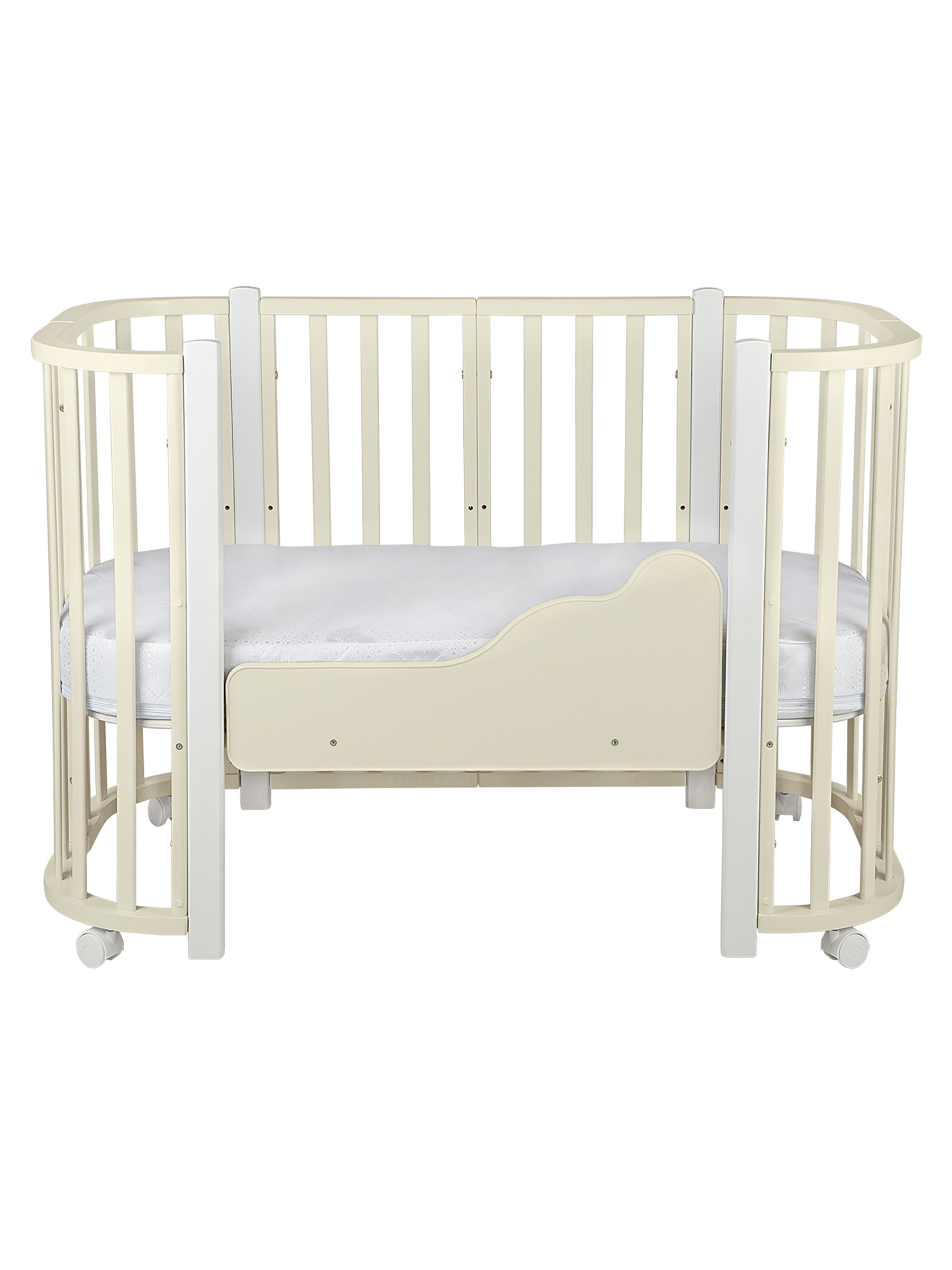 Детская кроватка Ingo Baby Lux BL-01 3 в 1 с бортиком слоновая кость белый, поперечный маятник - фото 3