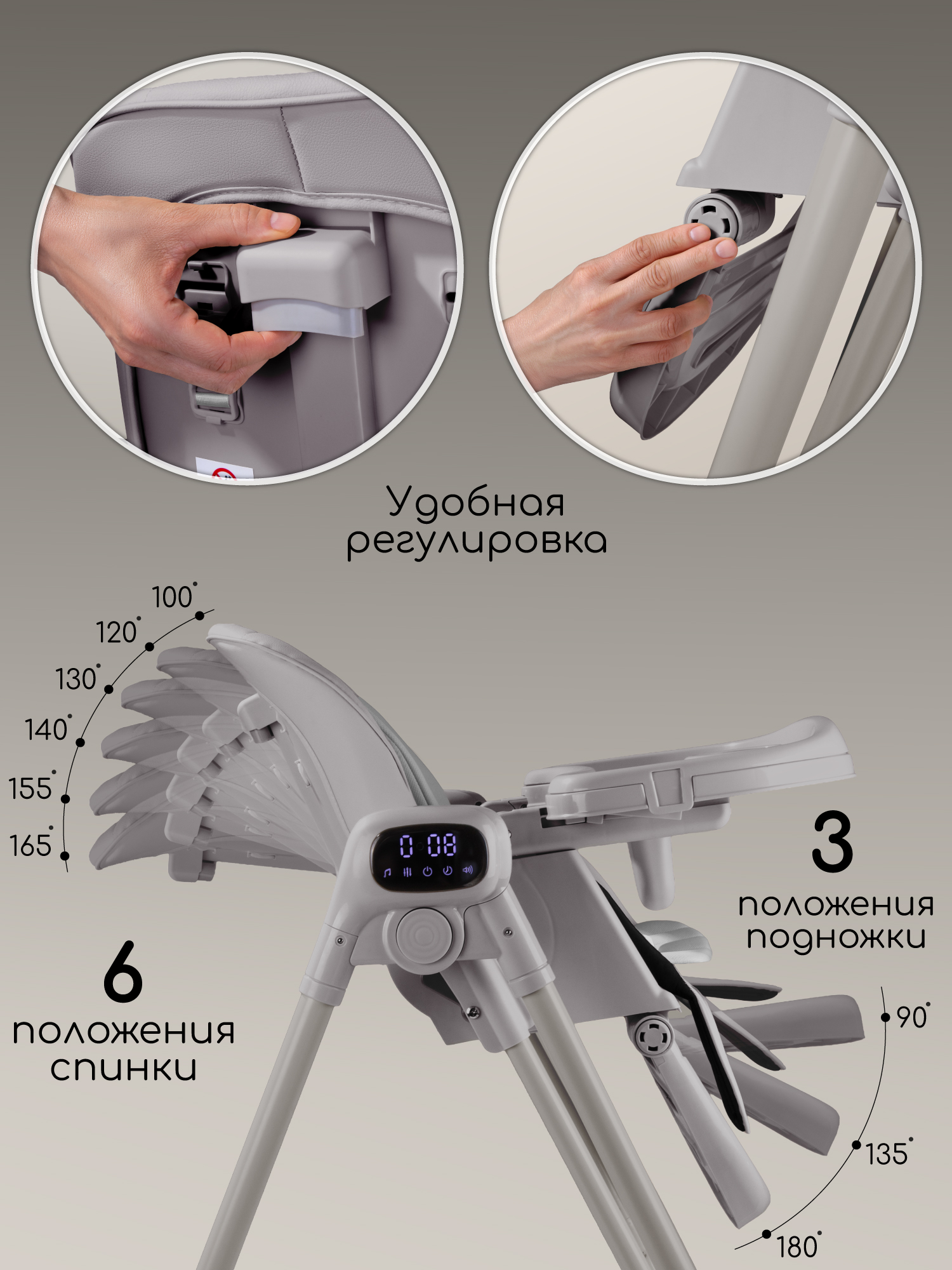 Стульчик для кормления Amarobaby Legacy серый - фото 7