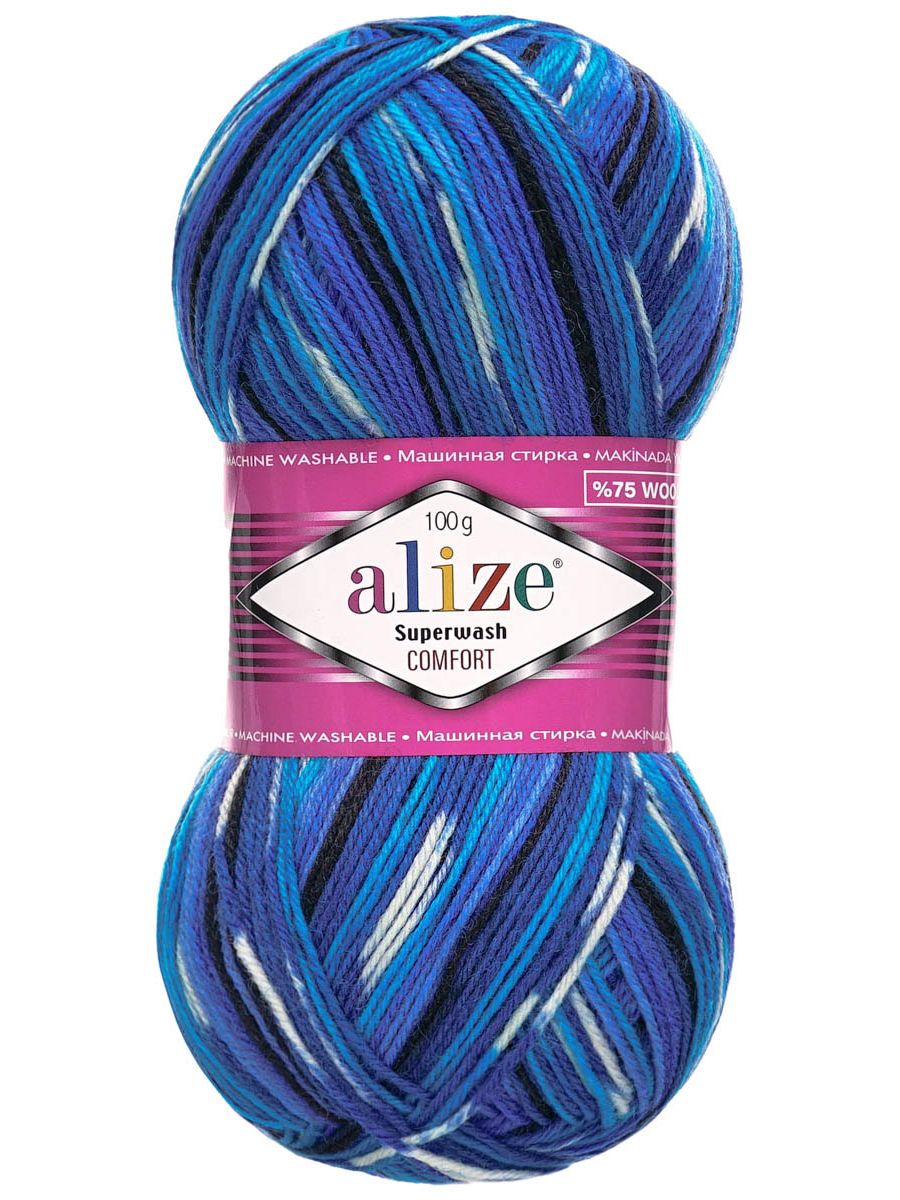 Пряжа Alize теплая для вязания носков Superwash Comfort Socks 100г 420м 5 шт 4446 секционный - фото 4