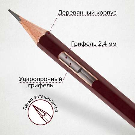Карандаши чернографитные Brauberg 12 шт.