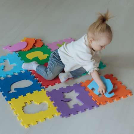 Развивающий коврик-пазл ElBascoToys Животные 9 элементов 28х28 см
