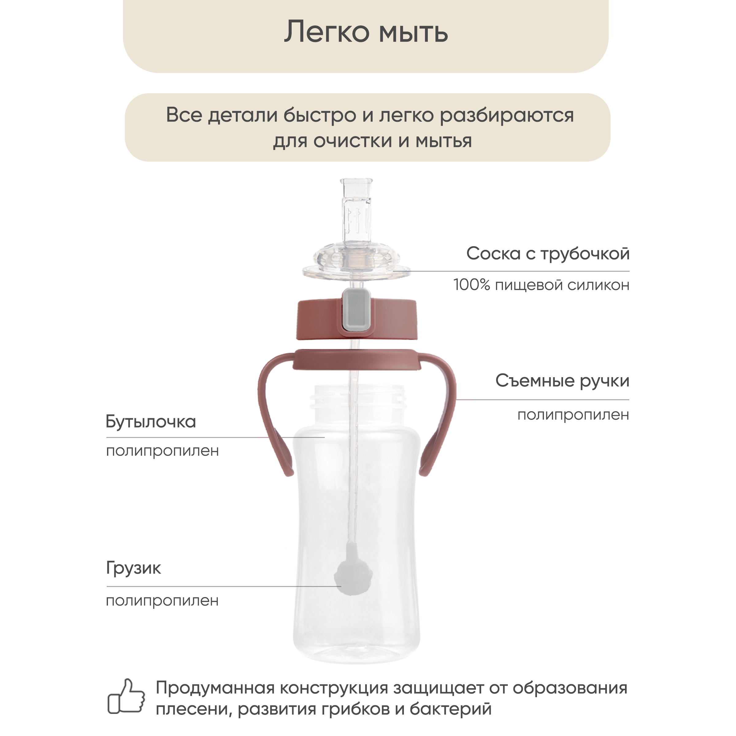 Поильник Paomma 300 мл в ассортименте - фото 2