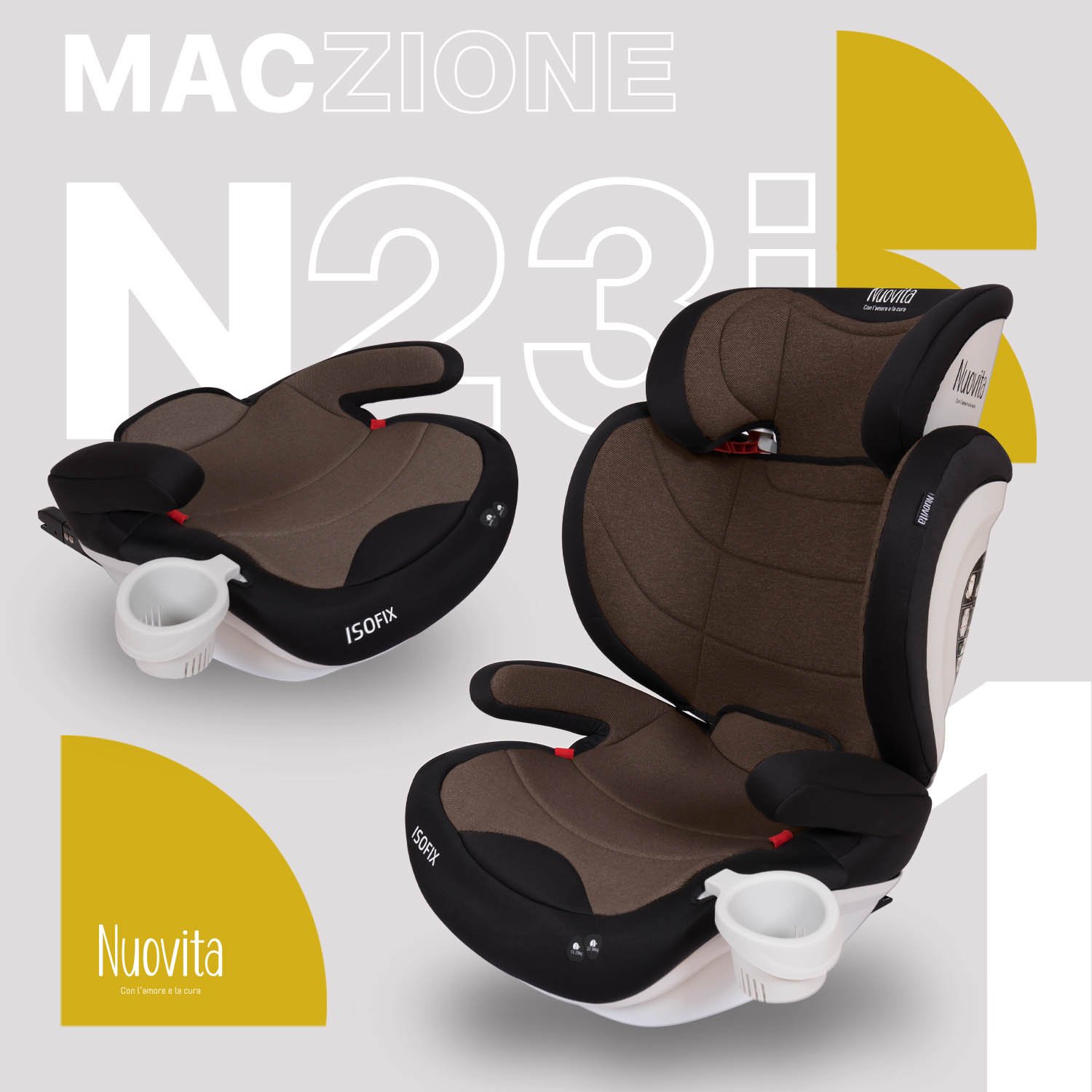 Изображение товара Автокресло Nuovita Maczione N23i-1 Isofix 2/3 (15-36 кг) коричневый Изображение товара Автокресло Nuovita Maczione N23i-1 Isofix 2/3 (15-36 кг) коричневый