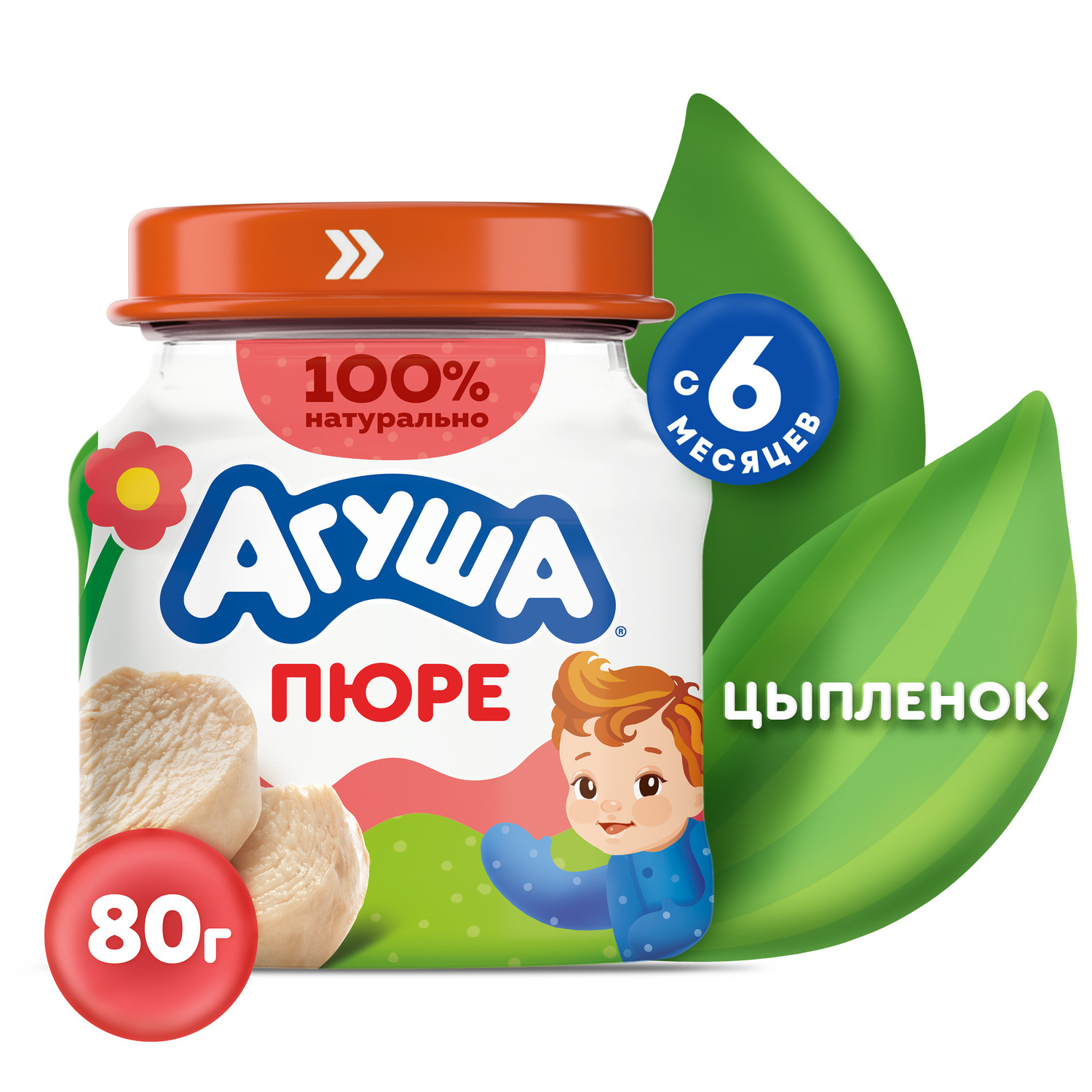 Пюре Агуша Цыпленок с 6 мес 80 г - фото 1