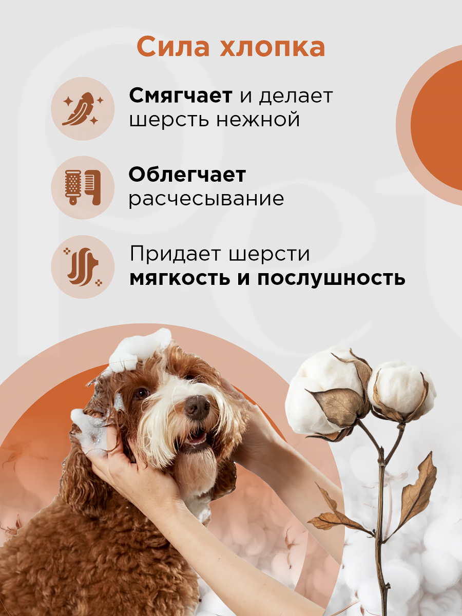 Шампунь для кошек и собак GOODR Pet Flower универсальный с ароматом Хлопка 250 мл - фото 2