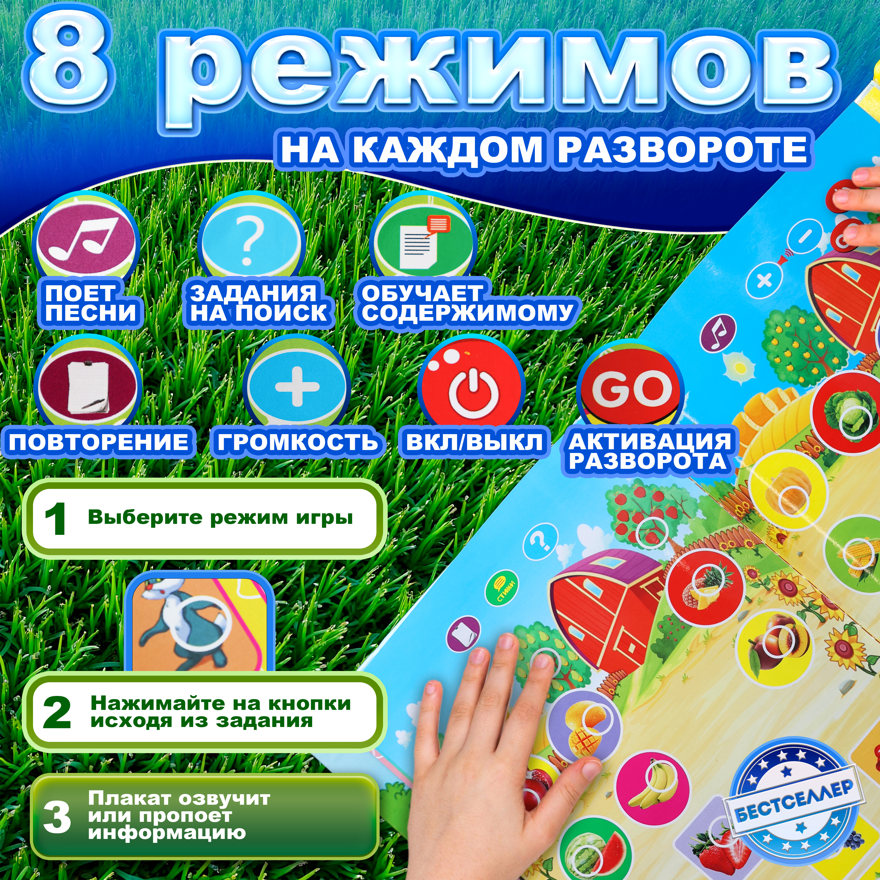 Обучающая книжка-плакат Бестселлер О самых необходимых вещах набор говорящих интерактивных плакатов - фото 3