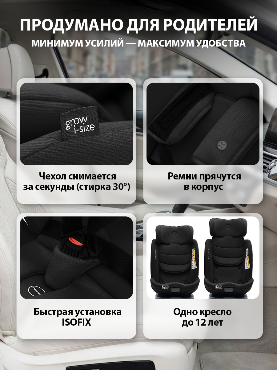 Автокресло agex Grow i‑Size Isofix 0+/1/2/3 (0-36 кг) черный - фото 5