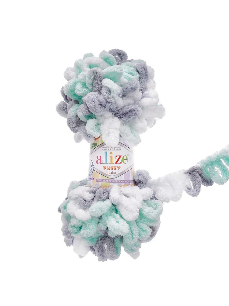 Пряжа для вязания Alize puffy color 100 г 9 м микрополиэстер плюшевая мягкая 6408 секционный 5 мотков - фото 4