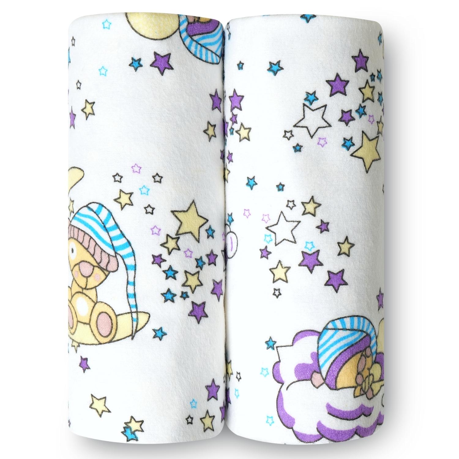 Пелёнка loombee Мишки и звезды фланель 2 шт. - фото 1