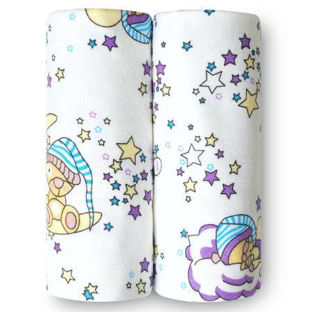 Пелёнка loombee Мишки и звезды фланель 2 шт.