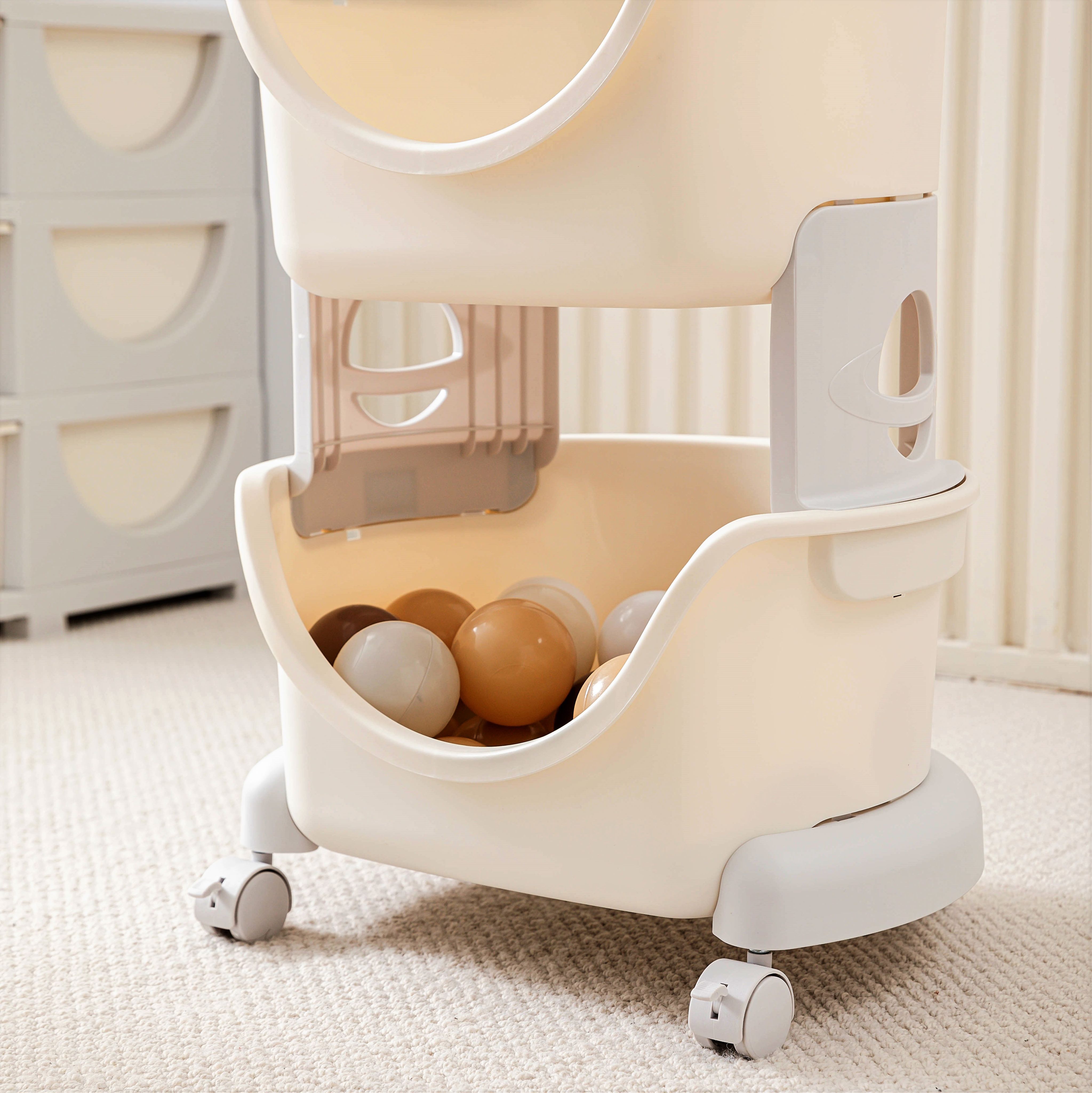 Стеллаж UNIX Kids Cosmo 3 levels Grey на колесиках - фото 14