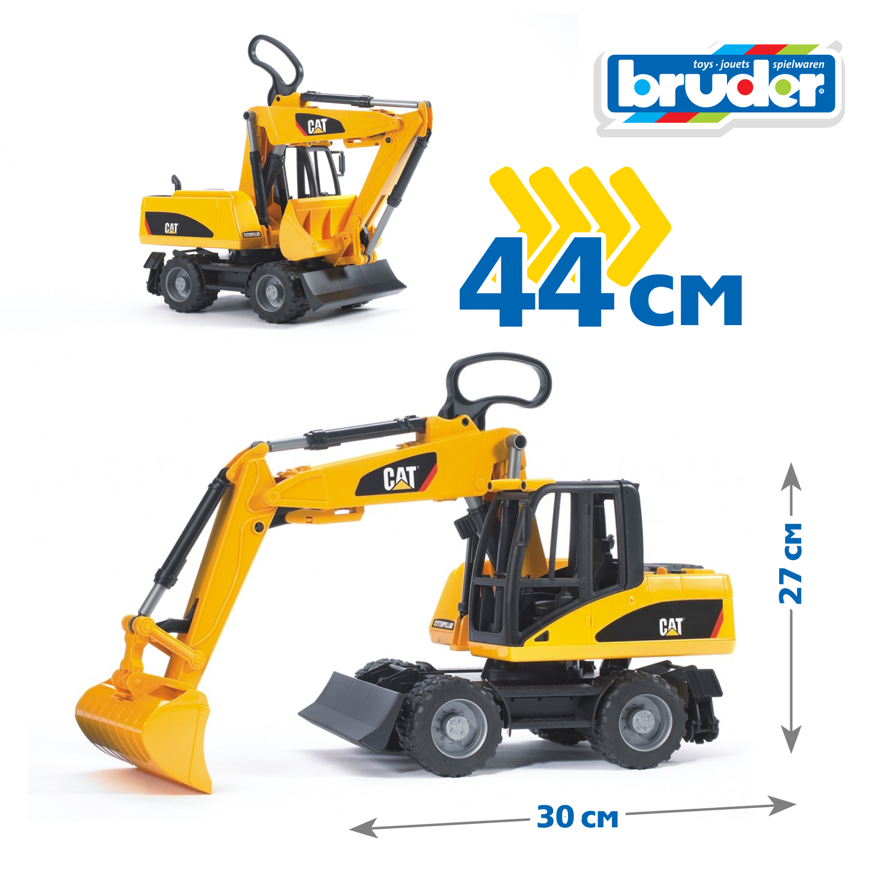 Экскаватор Bruder CAT колёсный с отвалом 1:16 02-445 - фото 2