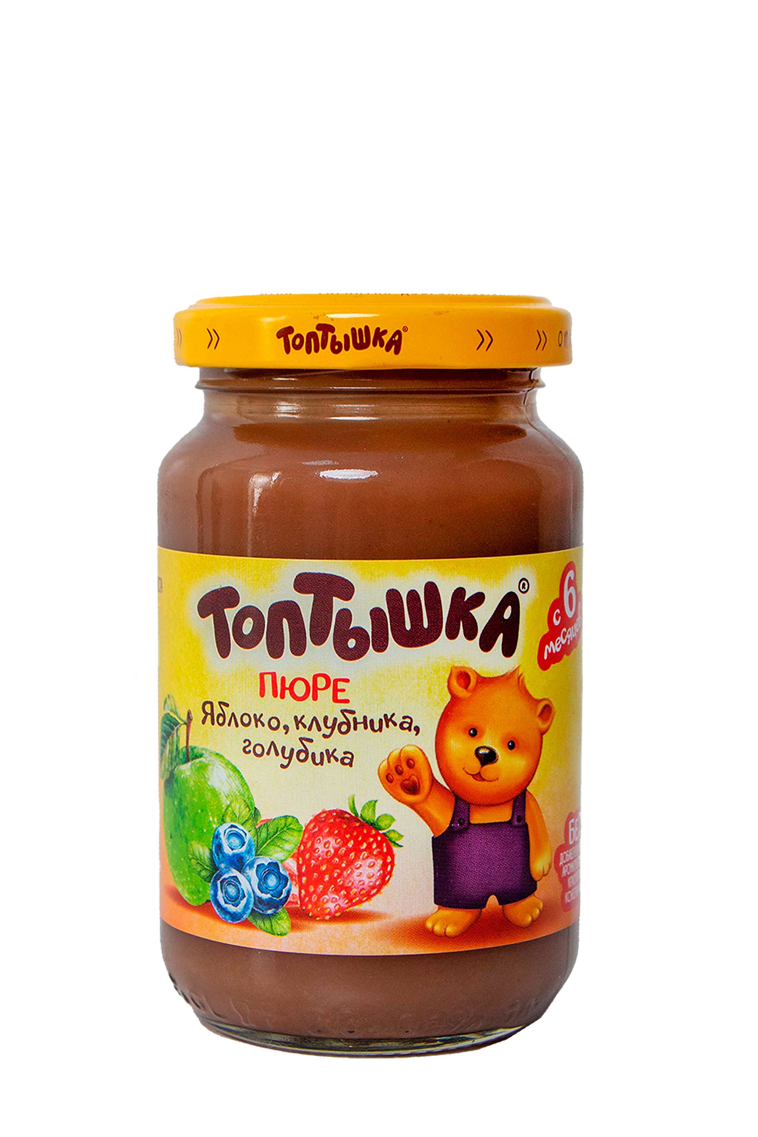 Пюре Топтышка Яблоко-клубника-голубика с 6 мес 190 г - фото 1