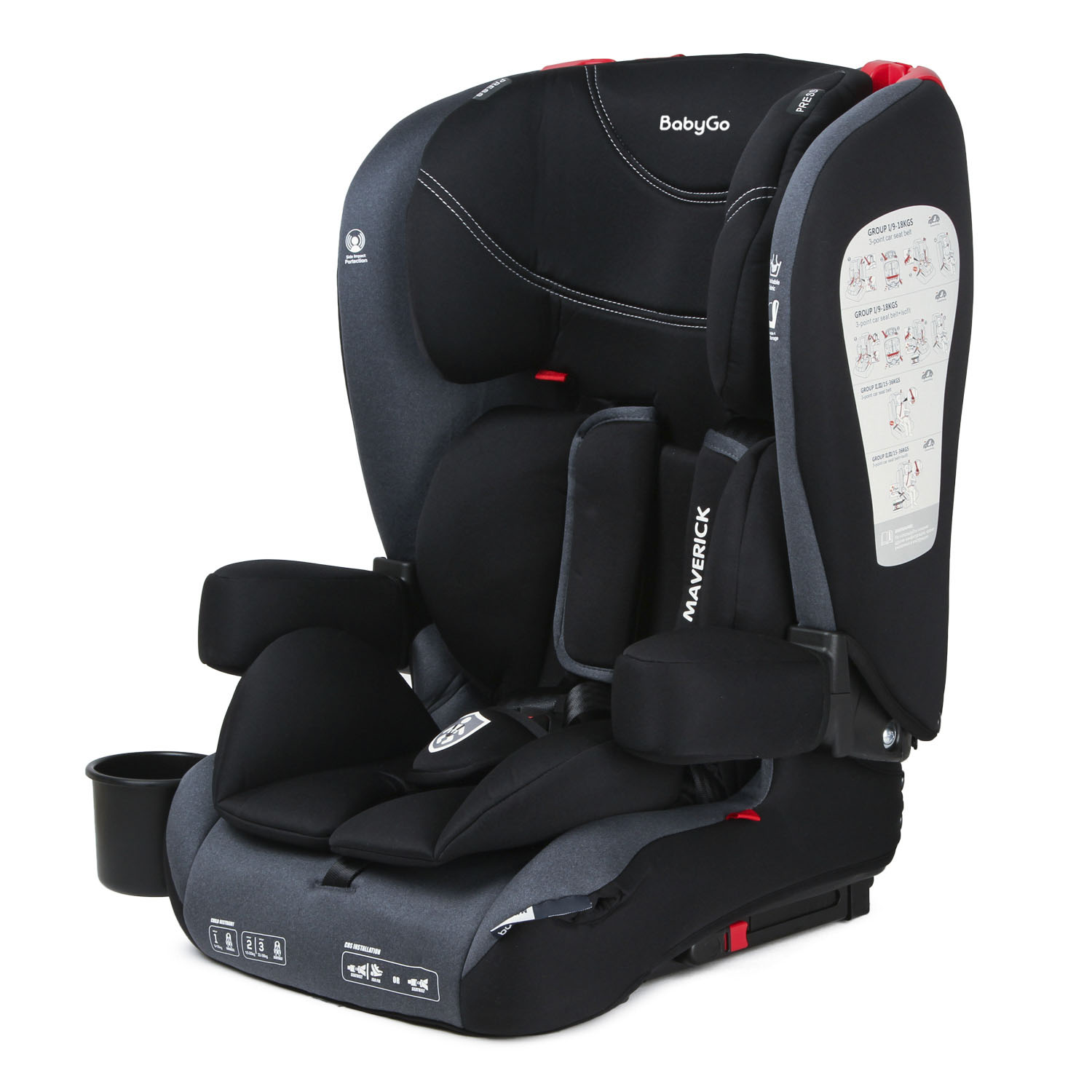 Автокресло BabyGo Maverick New Isofix 1/2/3 (9-36 кг) черный - фото 1