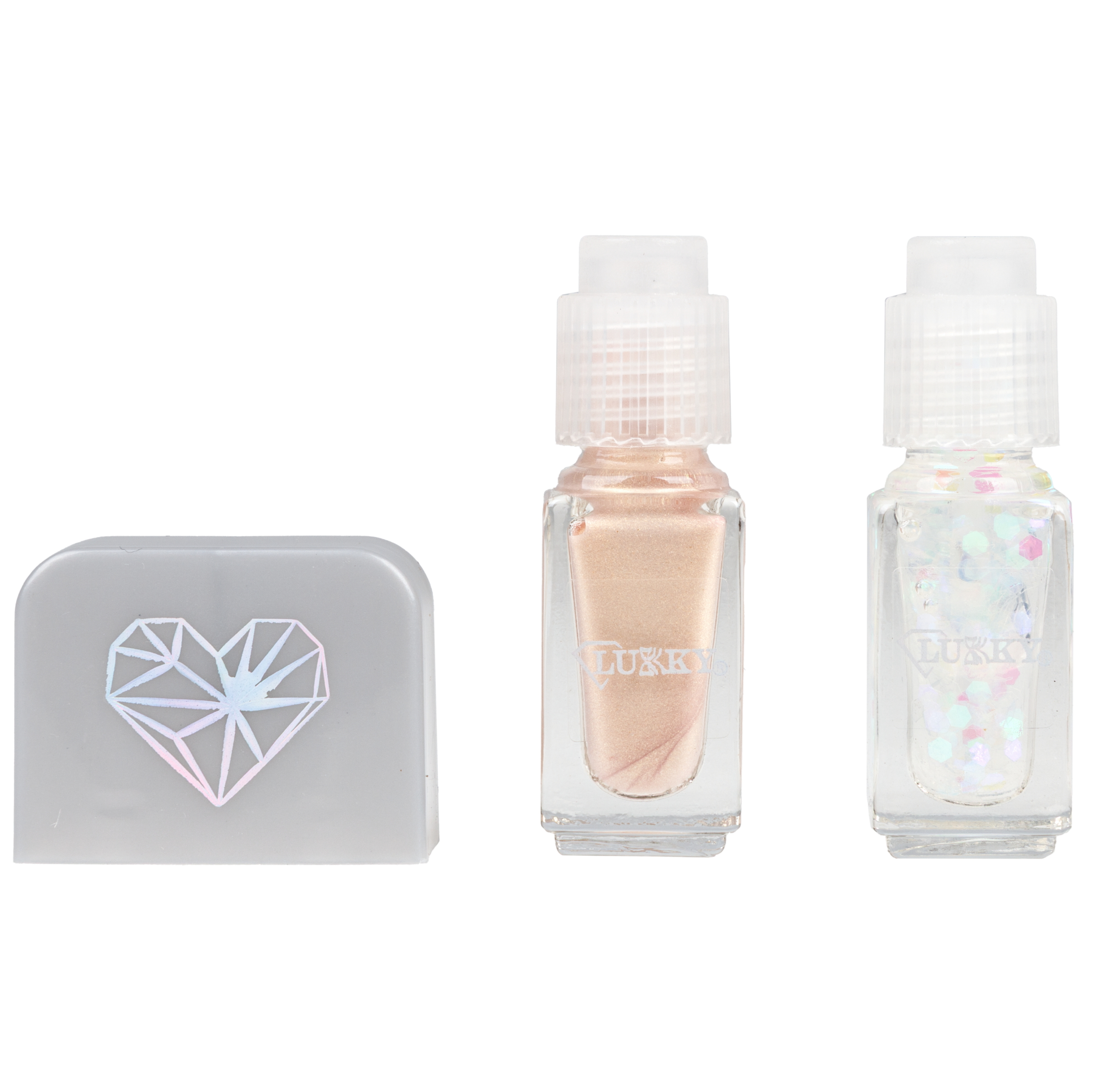 Лак для ногтей 2 шт. LUKKY Diamond Duet двойные золотой с блестками - фото 4