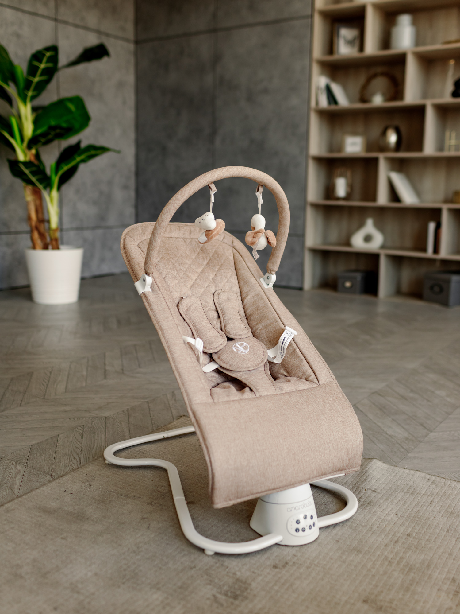 Электронные качели бежевый Amarobaby HAPPY SWING - фото 23
