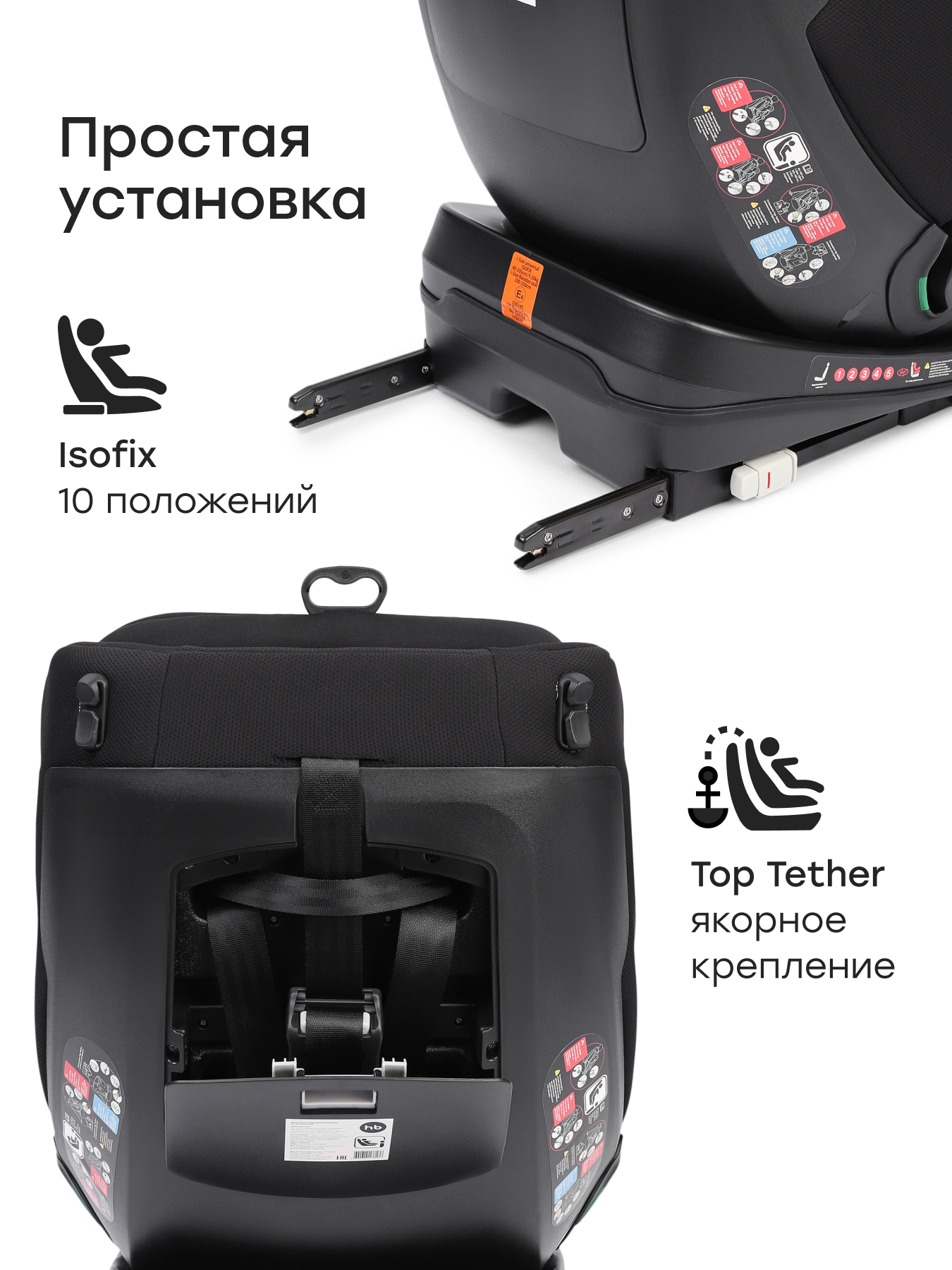 Автокресло Happy Baby Reex Isofix 0+/1/2/3 (0-36 кг) черный - фото 3