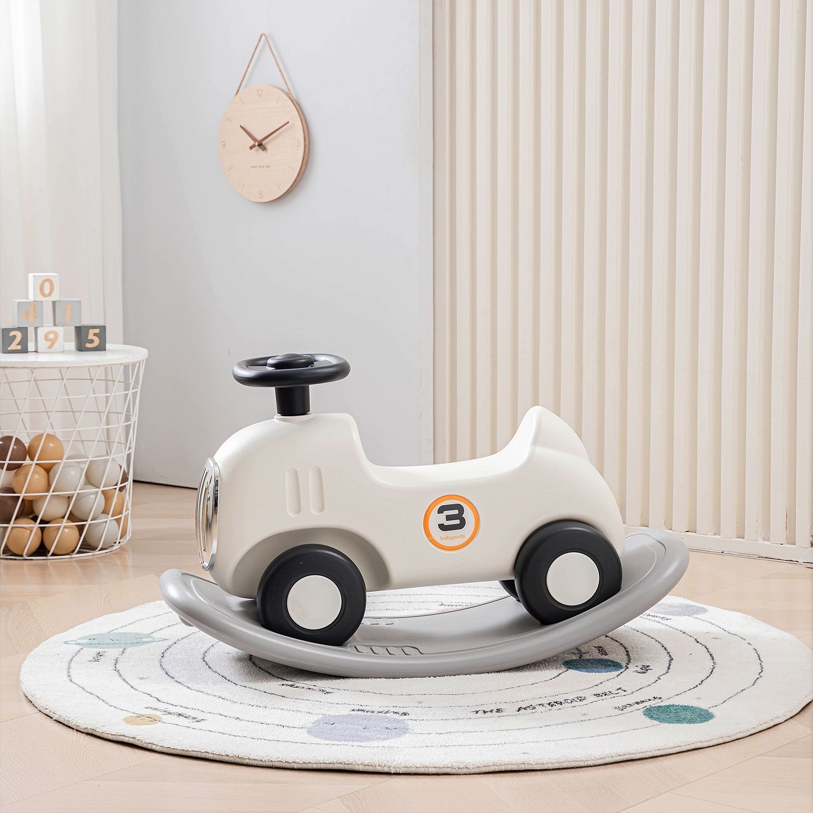 Качалка UNIX Kids Первая Машина/First Car 3 в 1 серый - фото 4