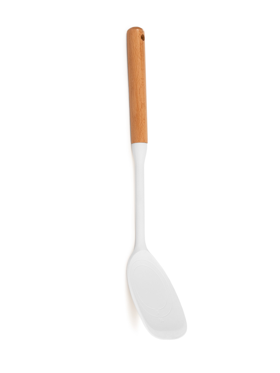 Лопатка кулинарная DeNASTIA Силвуд 33x8.5x4 см силикон бук светло-серый A000348 - фото 8