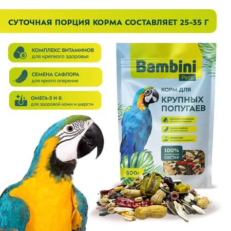Корм для крупных попугаев Bambini Pets 800г