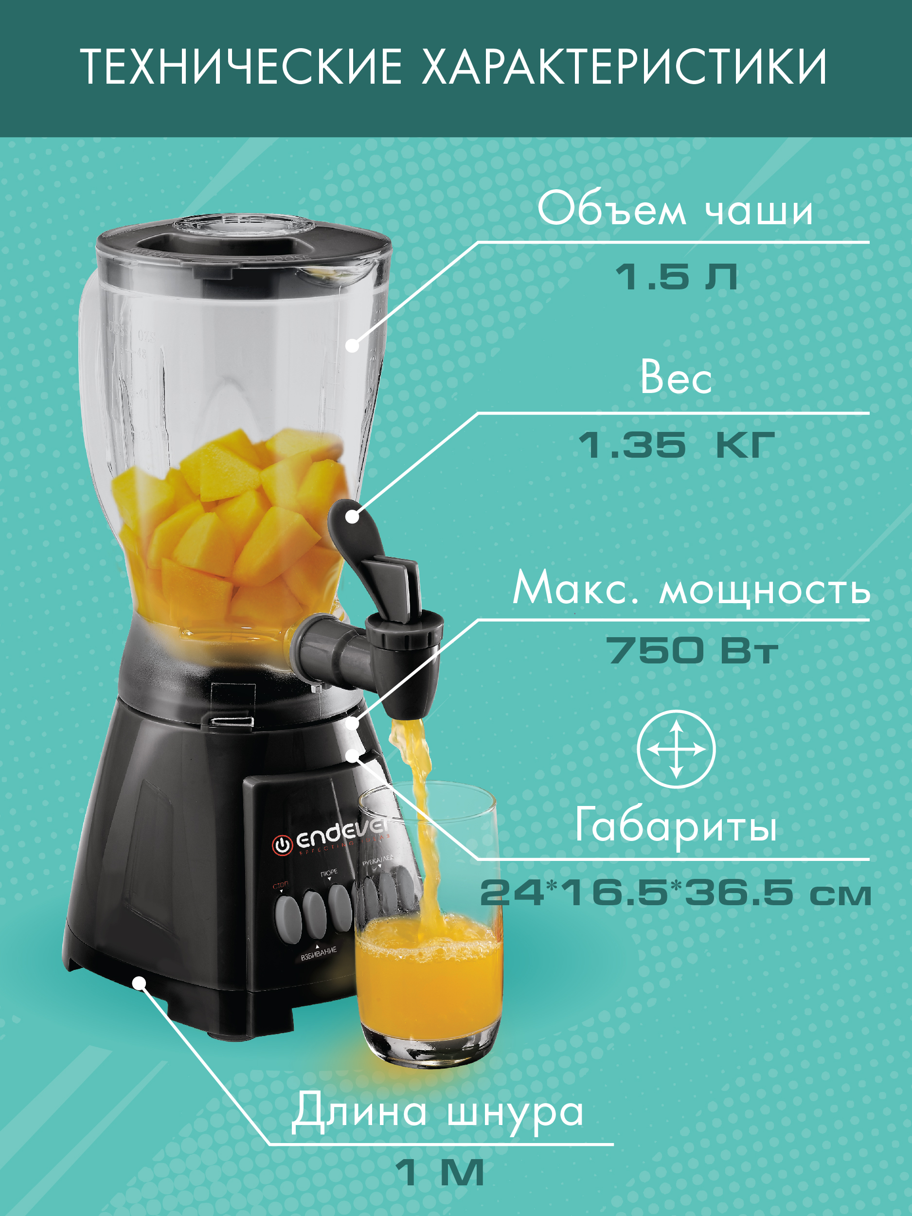 Блендер настольный ENDEVER SIGMA-012 - фото 3