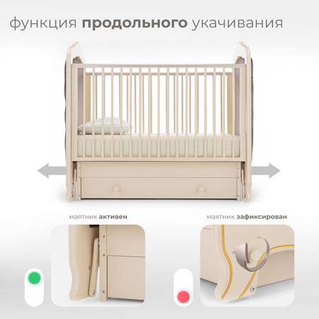Детская кроватка Nuovita прямоугольная, поперечный маятник (слоновая кость)