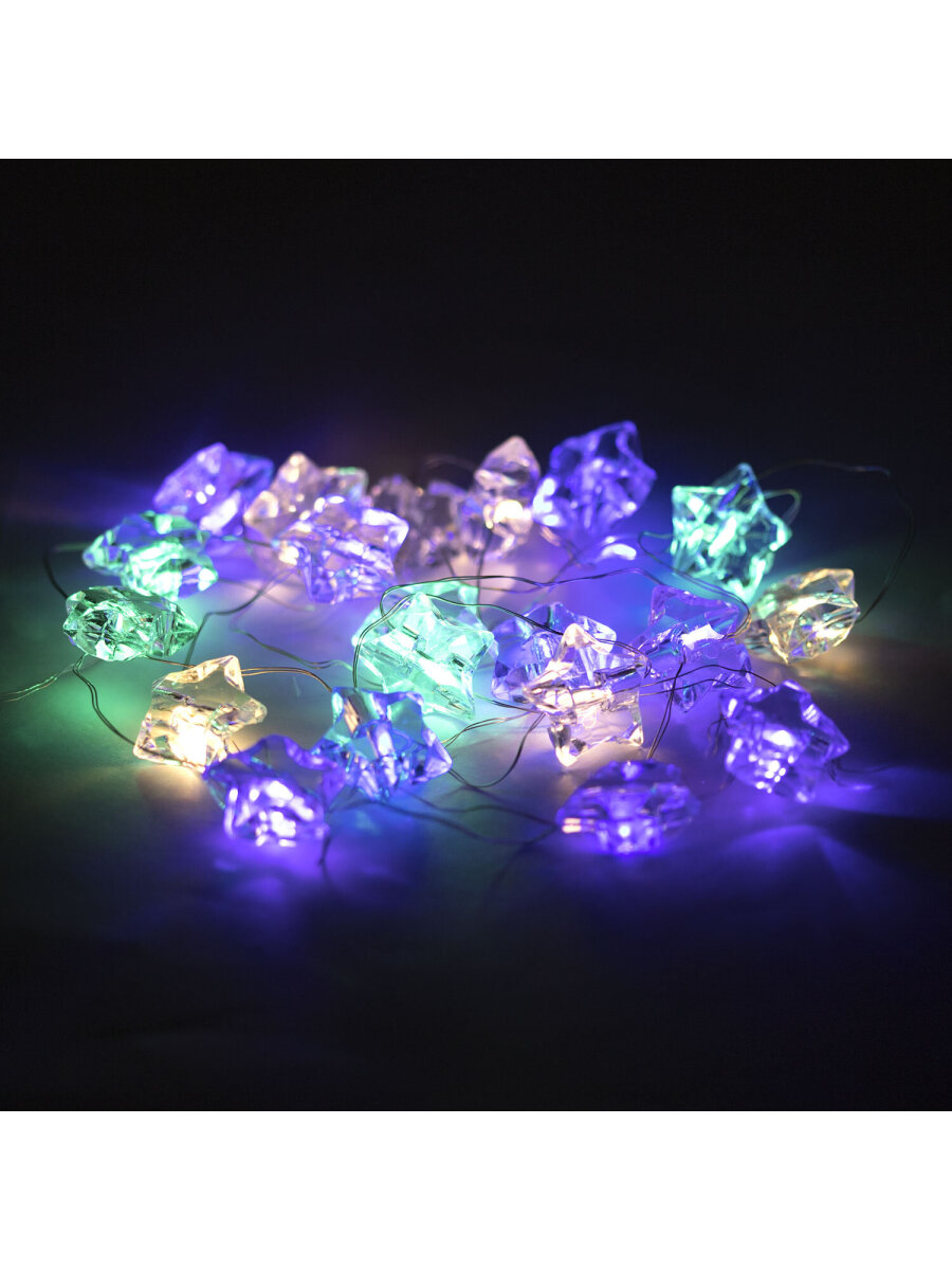 Гирлянда нить новогодняя Золотая сказка интерьерная для дома и на елку 2 м светодиодная на батарейках Звезды - фото 11