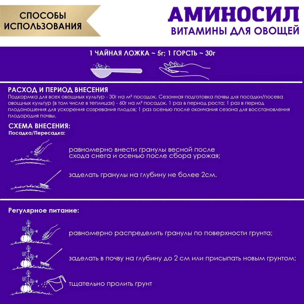 Витамины для овощей Аминосил гранулы 700 гр - фото 4
