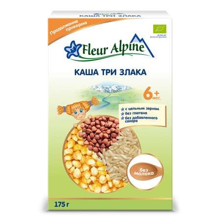 Каша Fleur Alpine безмолочная 3 злака 175г с 6месяцев