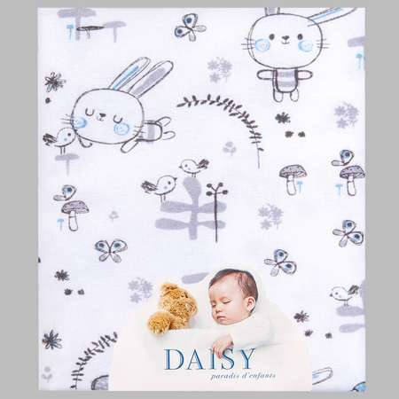 Пеленка фланелевая Daisy 1шт 90х145см зайчик с щечками
