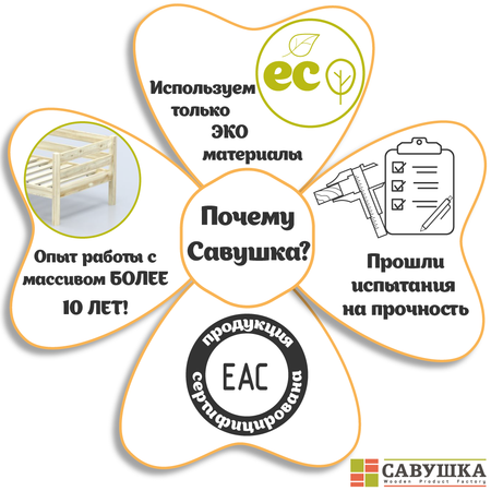 Кровать-домик двухъярусная Савушка деревянная 80х160 для детей