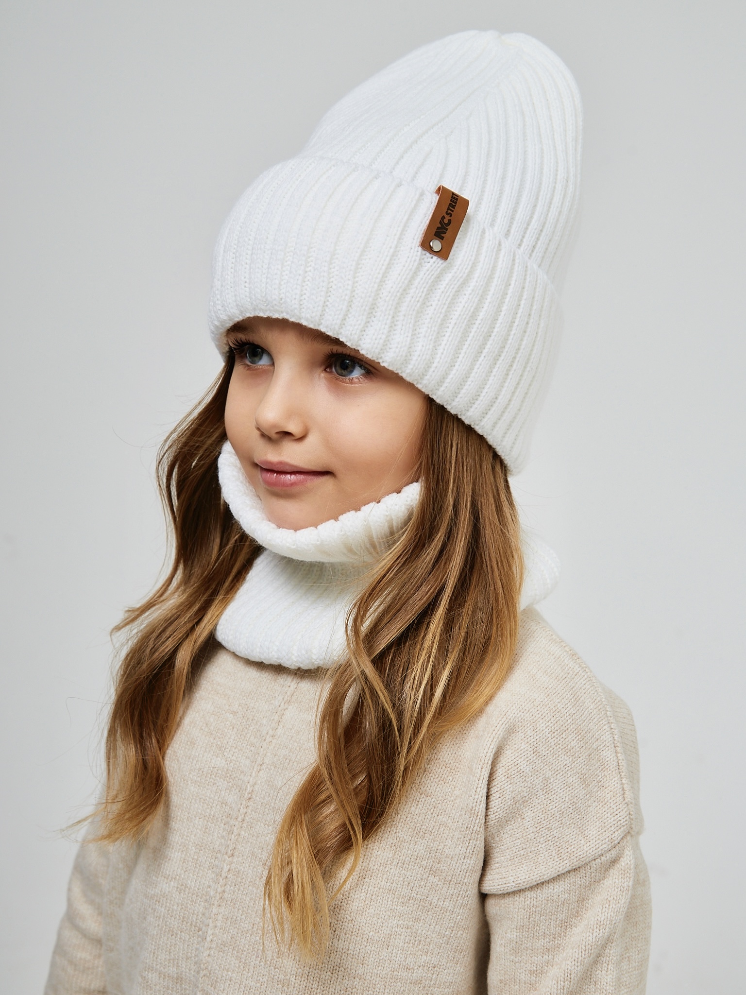 Шапка и снуд NYCkids NYC-H-53-poloski-whiteG - фото 9