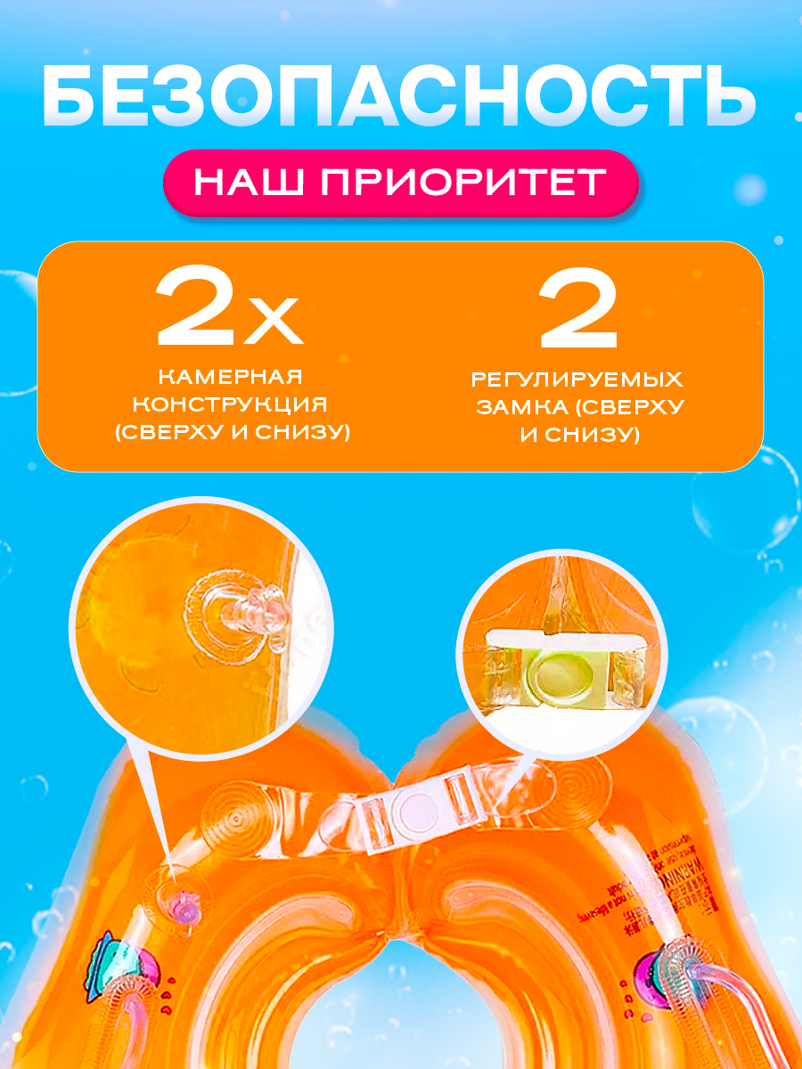 Круг для купания SHARKTOYS оранжевый - фото 4