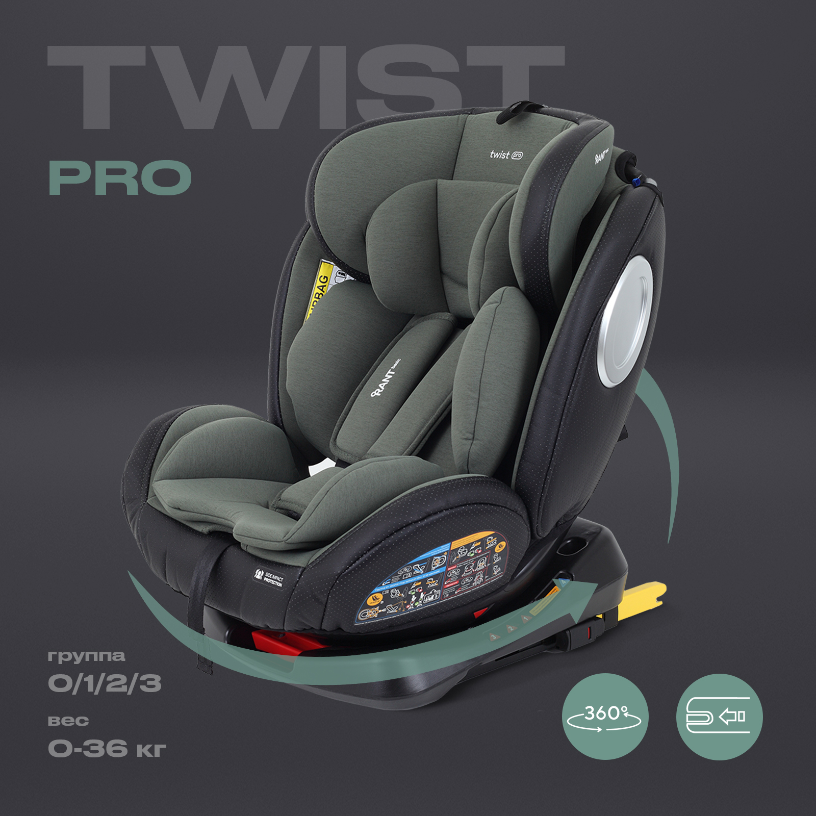 Автокресло Rant Basic Twist Pro Isofix 0+/1/2/3 (0-36 кг) - фото 1