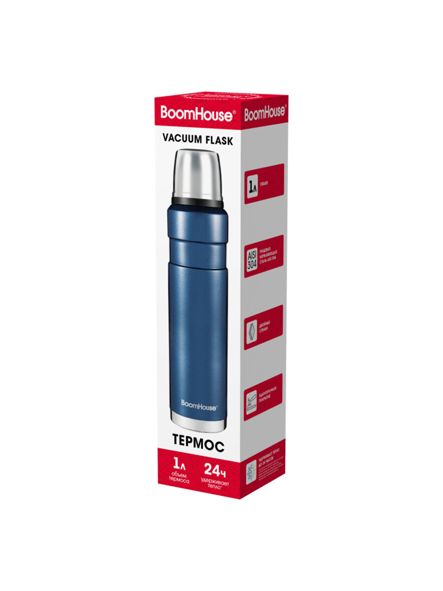 Термос BoomHouse для чая и кофе 1 литр из нержавеющей стали походный - фото 5