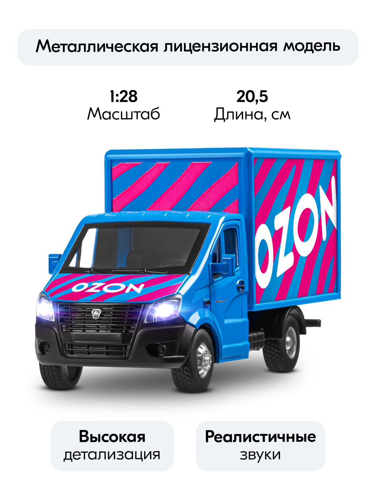 Грузовик АВТОпанорама ГАЗель Next Ozon 1:28 JB0405418 - фото 2