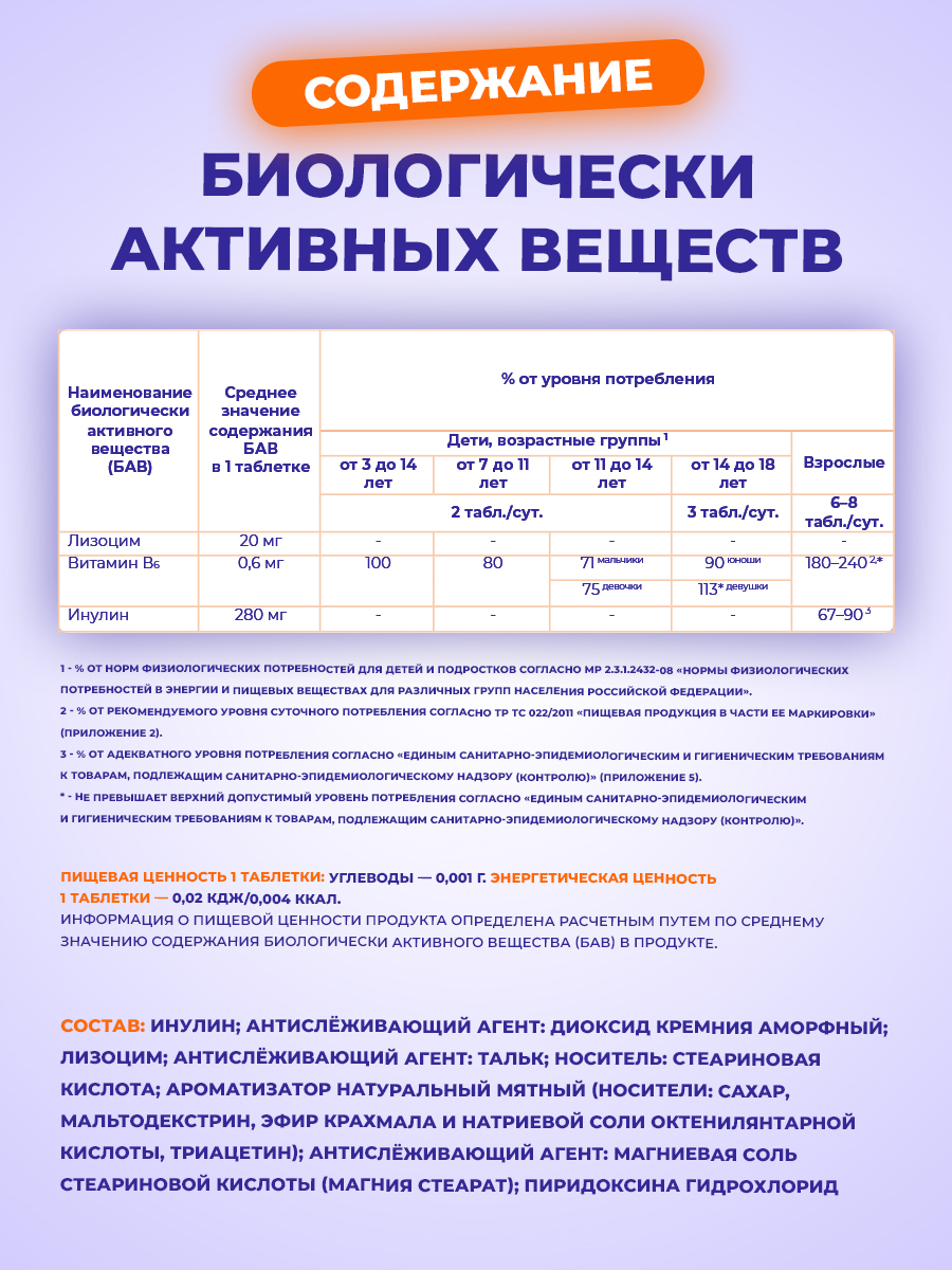 Лизоцим с В6 Consumed С инулином от боли в горле от простуды 3+ - фото 5