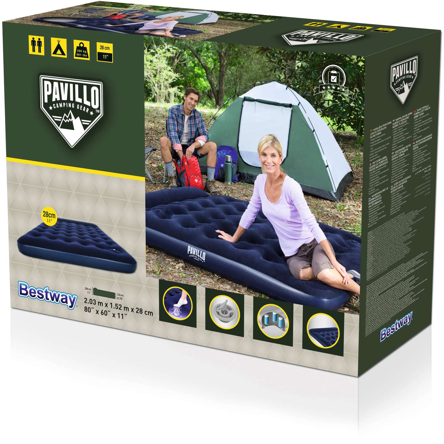 Надувной матрас Bestway 203х152х28см со встроенным насосом - фото 3