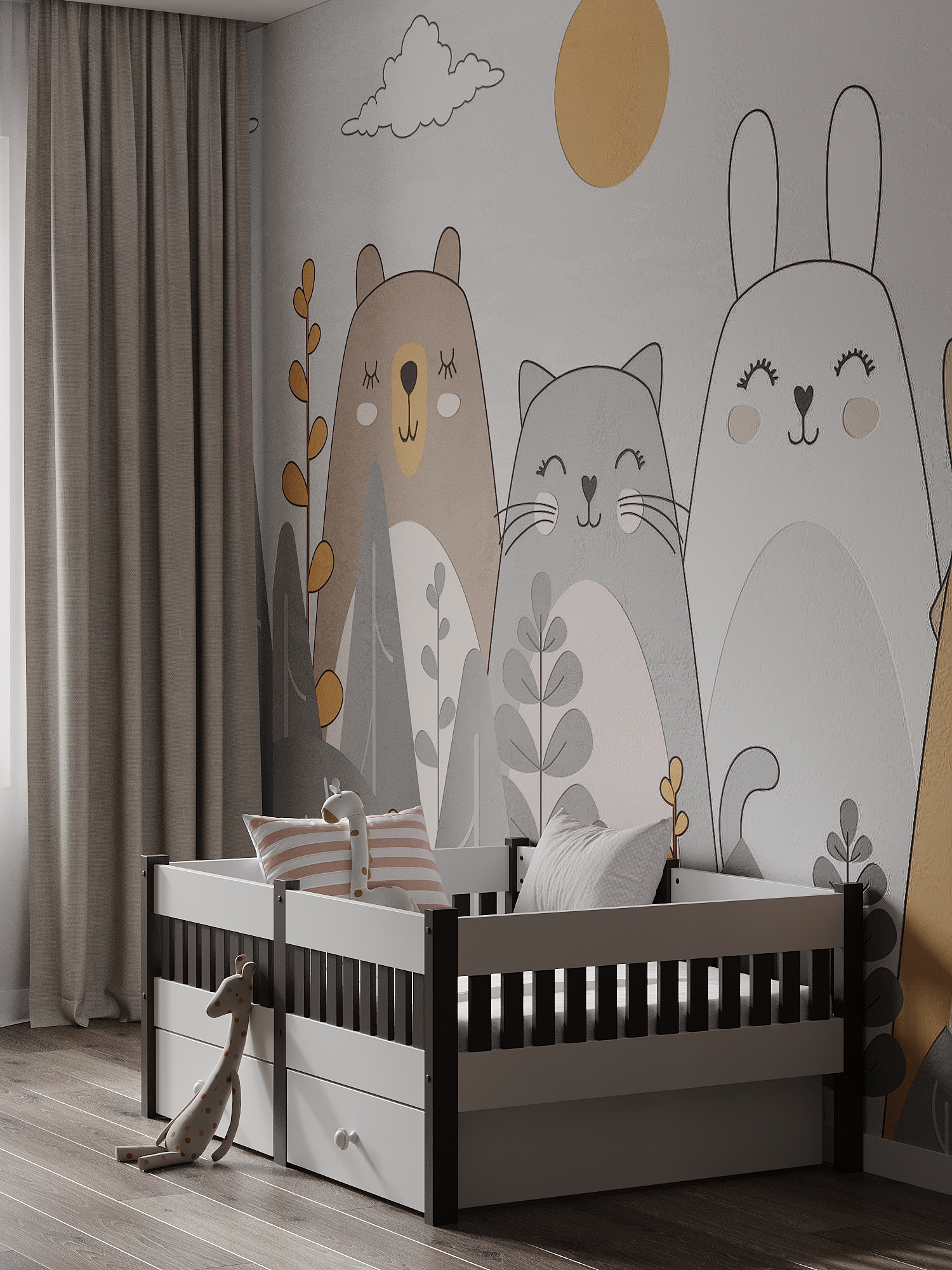 Кровать односпальная Moms charm Бортики (белый, венге) - фото 15