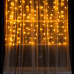 Гирлянда Luazon «Занавес» 1.5 × 1 м ip20 прозрачная нить 180 led свечение жёлтое 8 режимов 220 в