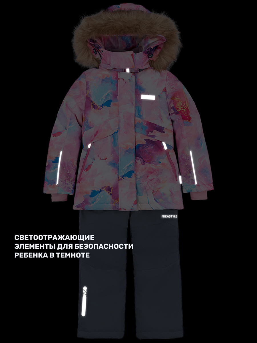 Куртка и полукомбинезон NIKASTYLE 7з1424 розовый/серый - фото 16