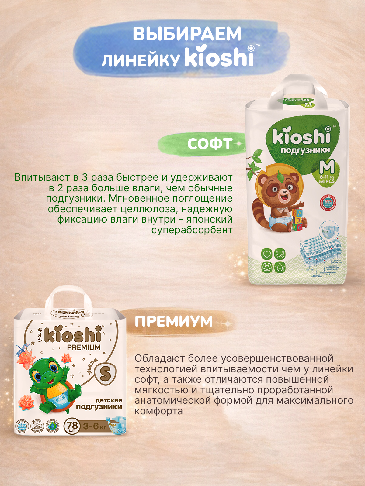 Подгузники Kioshi Premium S 40 шт. - фото 14