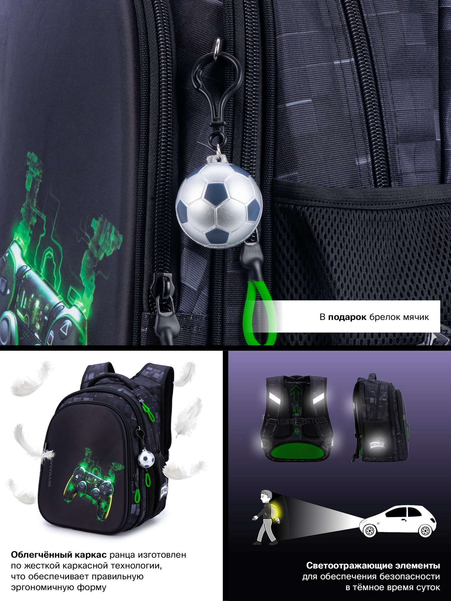 Рюкзак SkyName 1-4 класс, набор 4 в 1 - фото 16