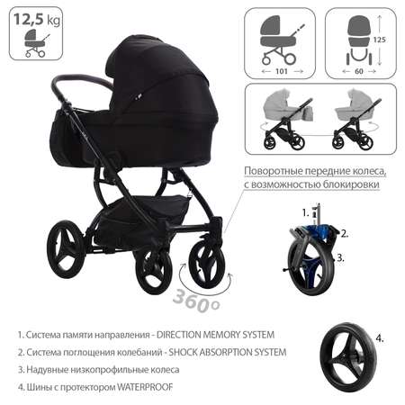 Коляска 2в1 Bebetto Luca черный