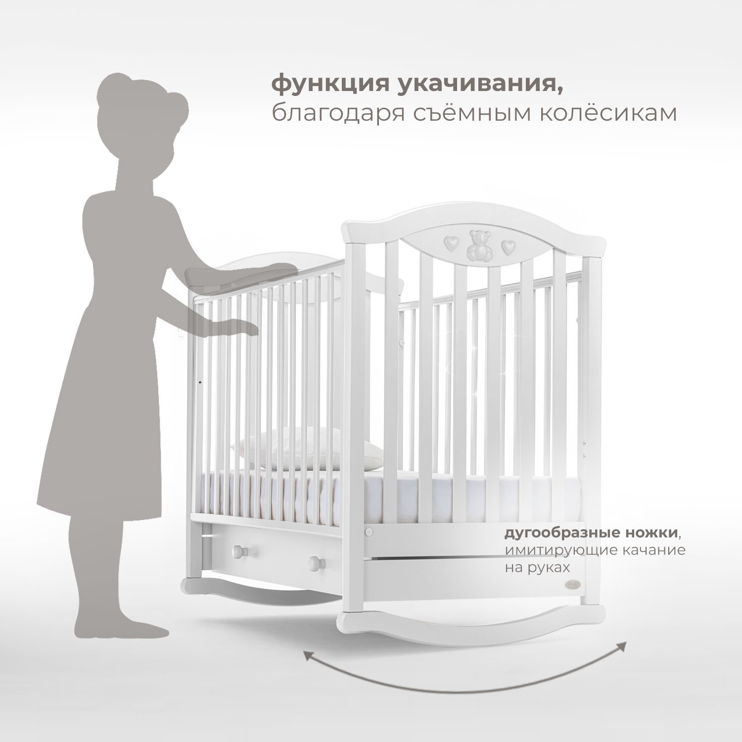 Детская кроватка Nuovita Lusso dondolo, без маятника (белый) - фото 2