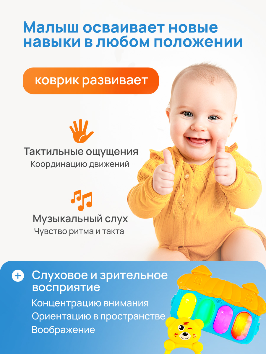 Коврик Рыжий кот с дугами Голубой - фото 5