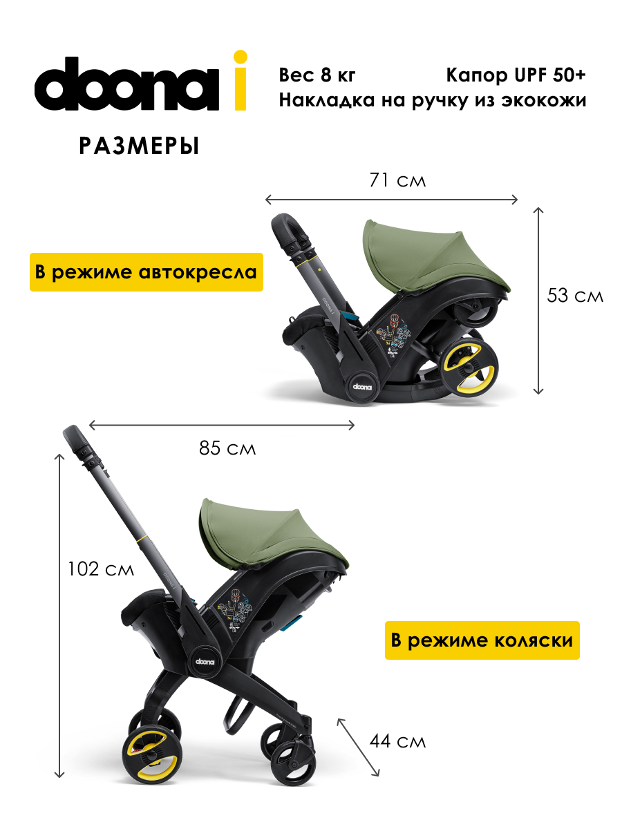 Автокресло Doona i Desert Green Isofix 0 (0 -13 кг) зеленый - фото 12